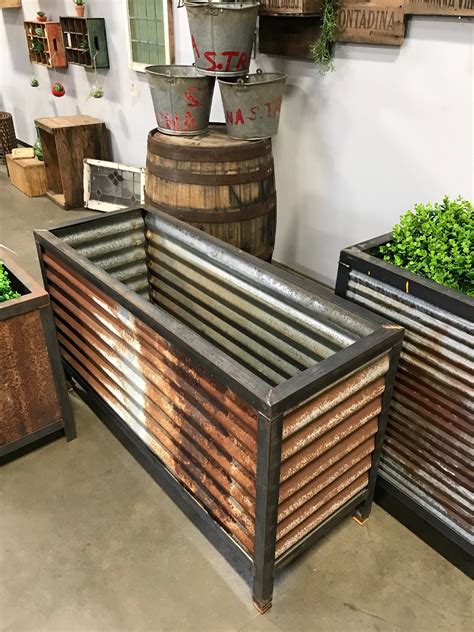 metal flower box vintage|metal elevated planter box.